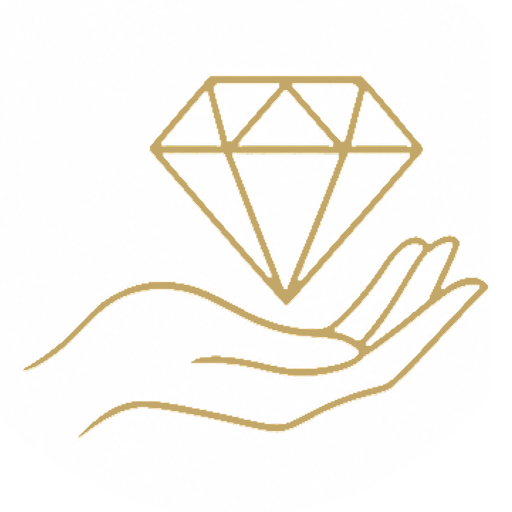 icone dorée main diamant