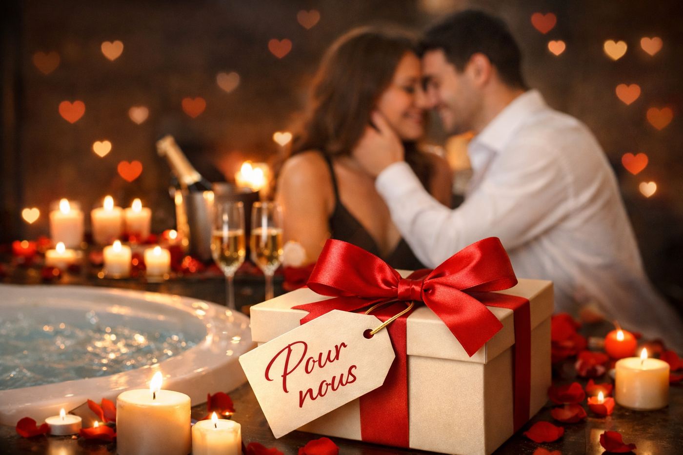 Carte cadeau love room pour offrir une nuit romantique avec jacuzzi lors d’un week-end en amoureux