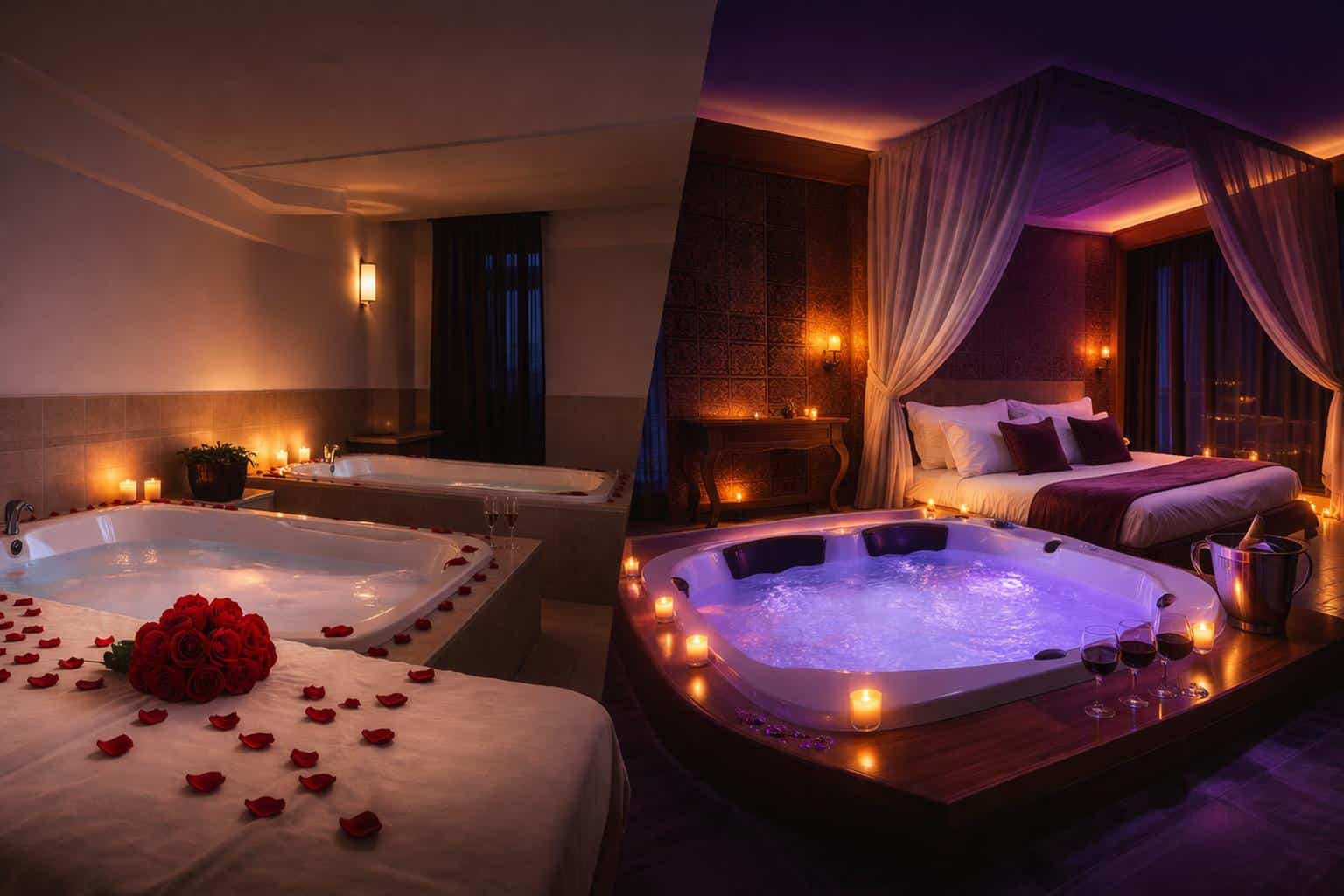 Comparaison love room pas cher et haut de gamme avec jacuzzi pour week-end romantique