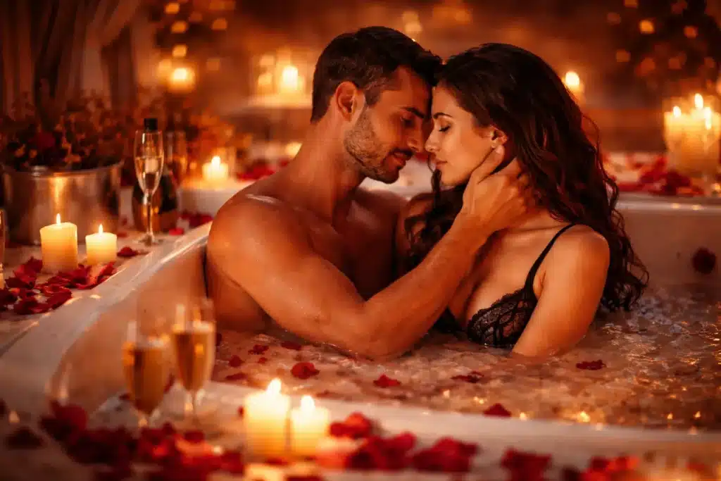 couple romantique dans un jacuzzi dans une love room pour raviver la passion