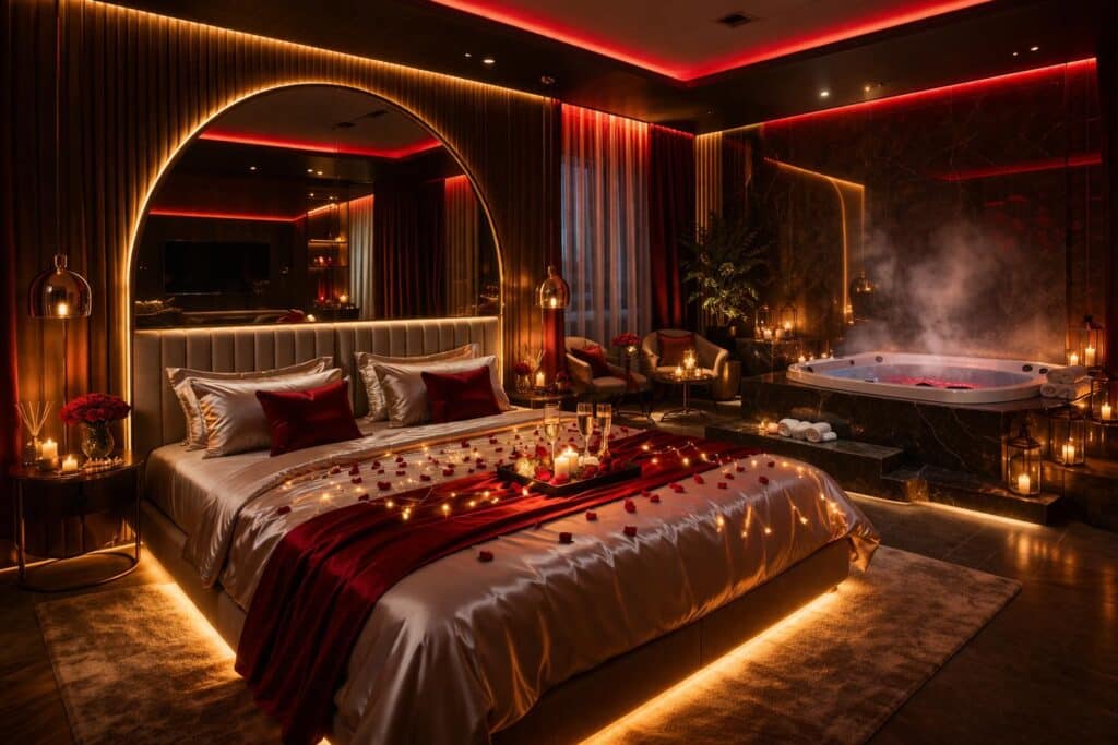 love room luxe avec jacuzzi privatif à Nîmes ambiance romantique et sensuelle BDSM