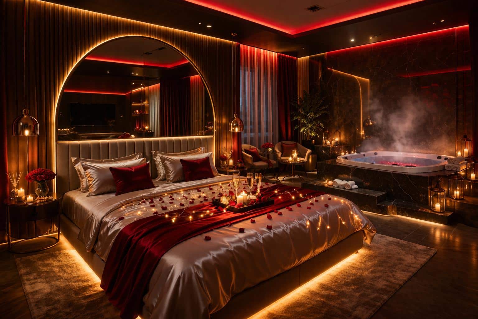 love room luxe avec jacuzzi privatif à Nîmes ambiance romantique et sensuelle BDSM